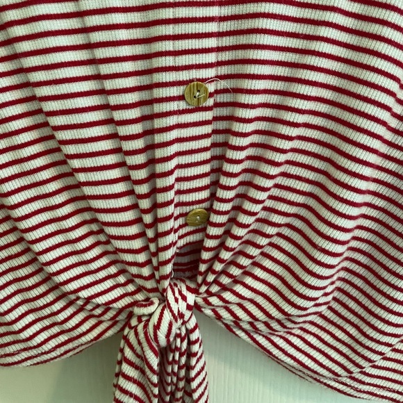 Lush Red and White Striped flowy shirt - Picture 2 of 5